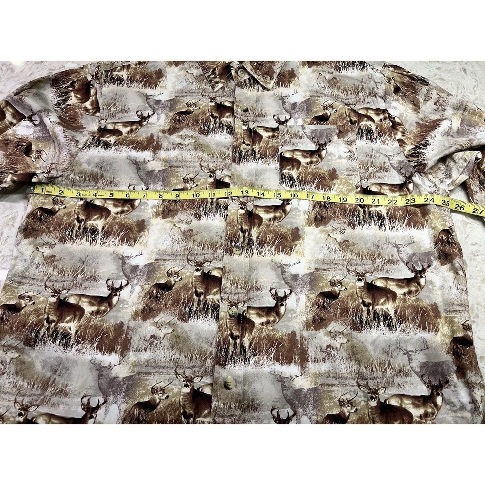 Woodland Trail Deer Buck All over Print 100% Cotton Hunting Casual Shirt XL - Picture 6 of 7